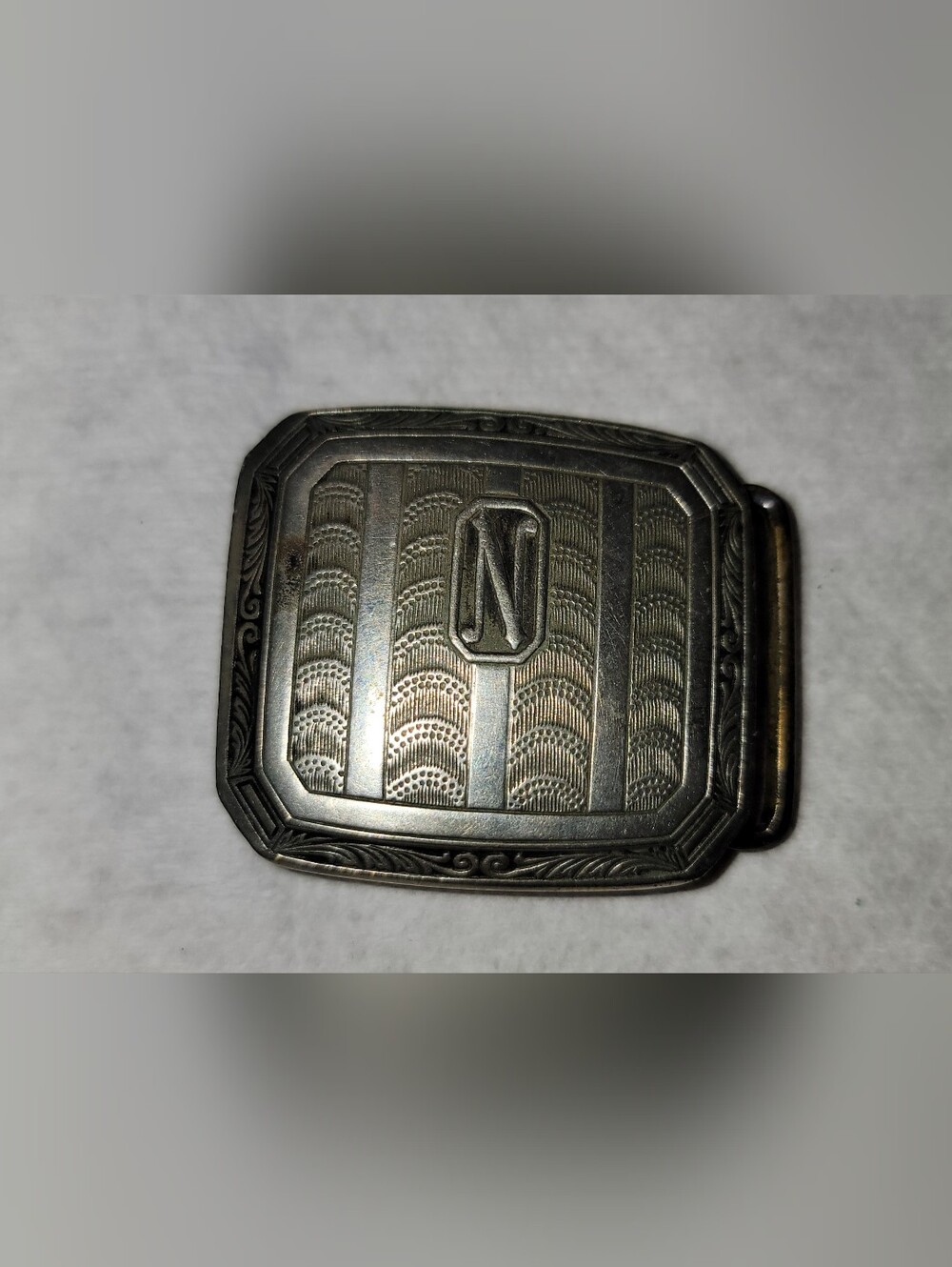 Vintage Silver Plated Monogrammed 'N' Belt Buckle